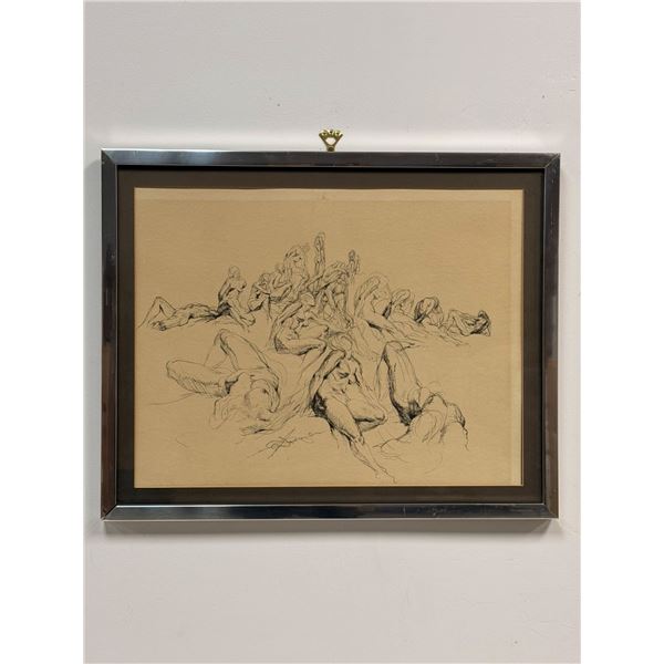 Gustav Rehberger (American, 1910-1995) Pen & Ink on Paper, Nude Female Studies, Signed