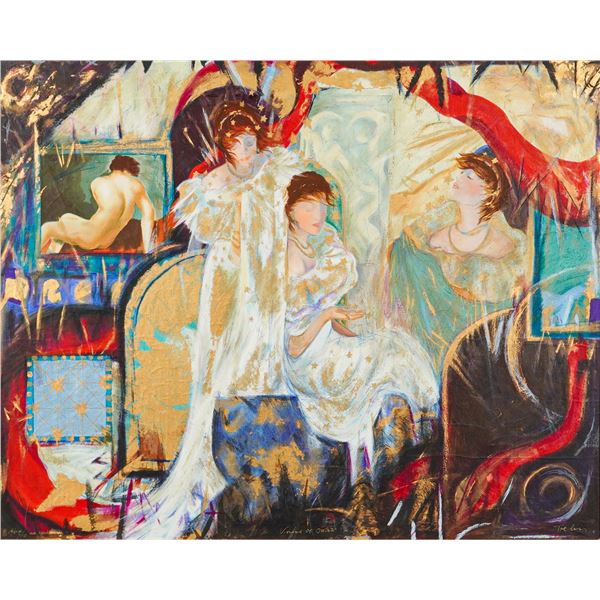 Janet Treby (British, b. 1955), Hand-Enhanced Serigraph on Canvas, Signed