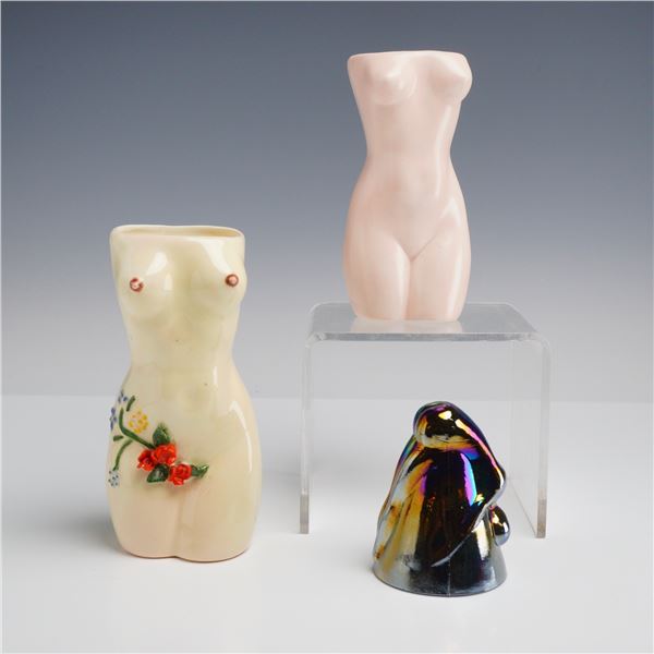 3pc Collection of Female Nude Vases and Cup