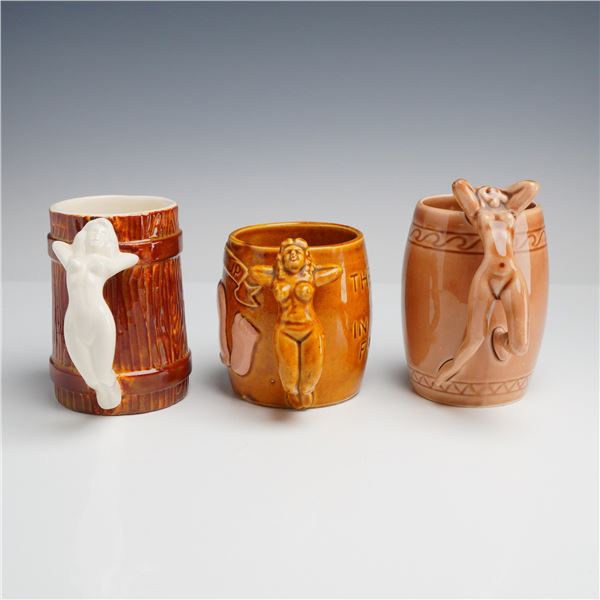 Three Japanese Ceramic Risque Novelty Mugs in the Style of Dorothy Kindell