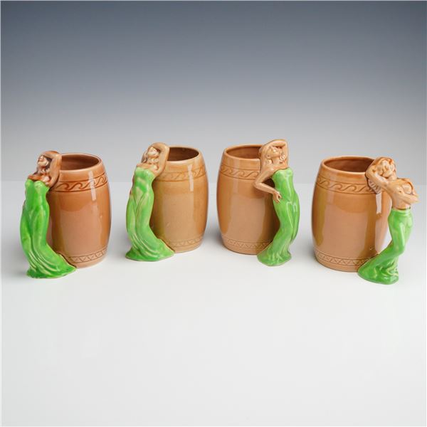 Set of 4 Mid-Century Japanese Ceramic Risque Novelty Mugs in the Style of Dorothy Kindell