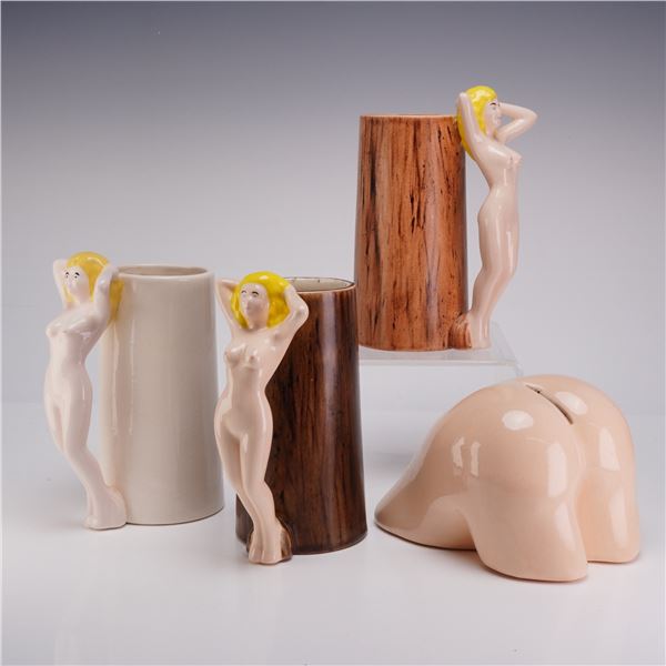 Collection of Mid-Century Novelty Ceramic Sexy Mugs and Butt Bank