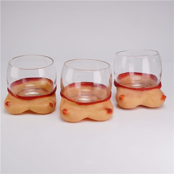 3pc Vintage Novelty Female Torso Drinking Glasses