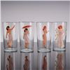 Image 1 : 4pc Mid-Century Risque Peek-A-Boo Pin-Up Highball Glasses