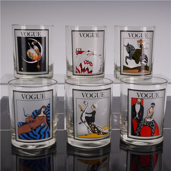 Set of 6 Vintage Cera Vogue Cover Bar Glasses