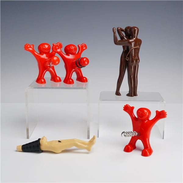 5pc Wine Risque Opener and Corks with Bag Claw Novelty Barware Collection