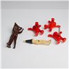 Image 3 : 5pc Wine Risque Opener and Corks with Bag Claw Novelty Barware Collection