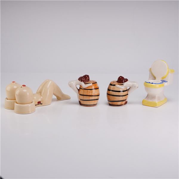 4pc Japanese & American Ceramic Novelty Salt and Pepper Shakers