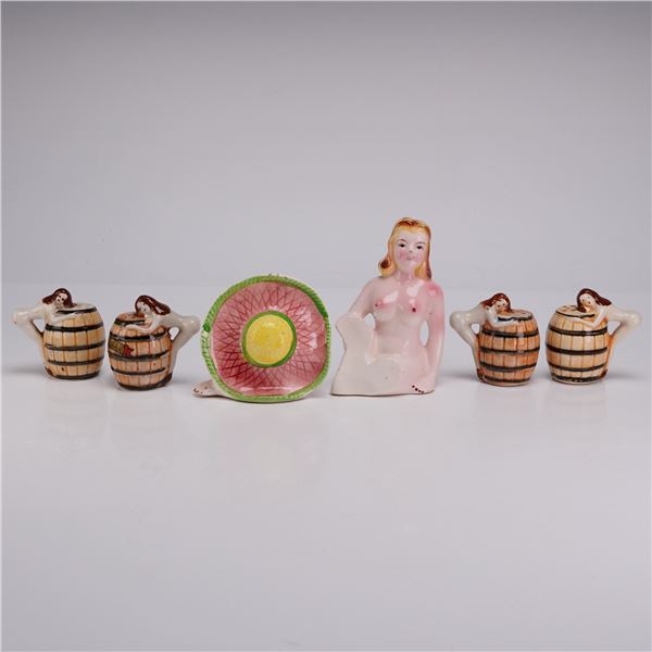 6pc Japanese Risque Novelty Ceramic Salt & Pepper Shakers