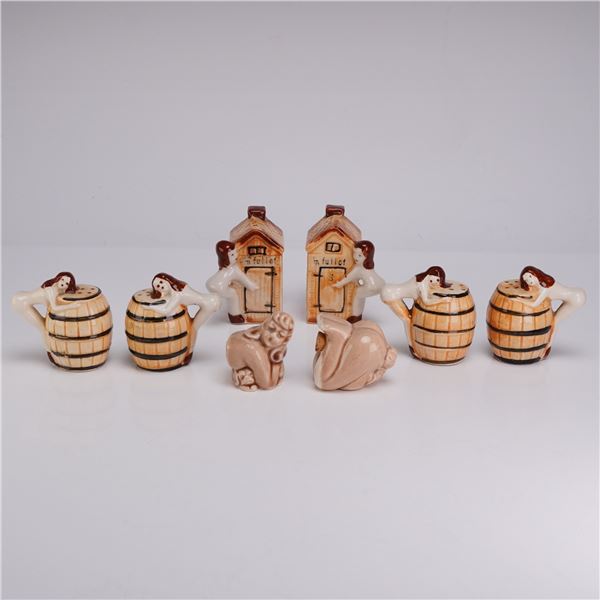 8pc Mid-Century Japanese Novelty Ceramic Salt & Pepper Shakers