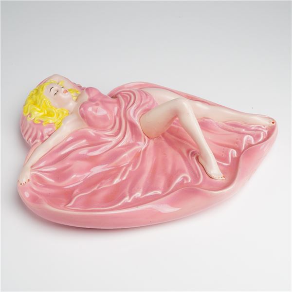 Mid-Century Ceramic Pin-Up Style Girl in Pink Ashtray, Marilyn Monroe