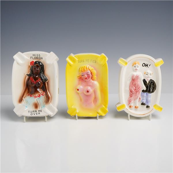 Three Risque Novelty Ceramic Ashtrays