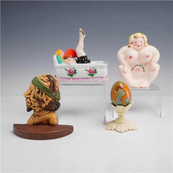 Four Vintage Ceramic Risque Tableware Collectibles