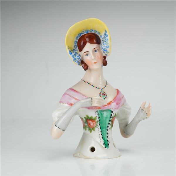 German Bavaria Porcelain Half Doll Bonnet Lottchen