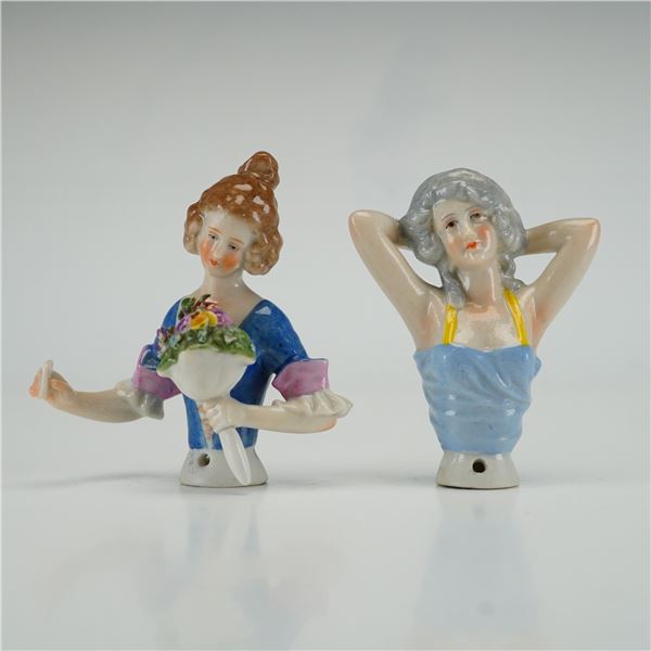 Two German Hand-Painted Porcelain Half Dolls