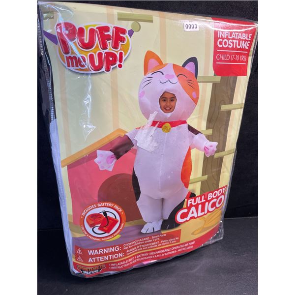 Puff Me Up! Calico Cat Full Body Inflatable Costume for Kids (Age 7-10yrs) New