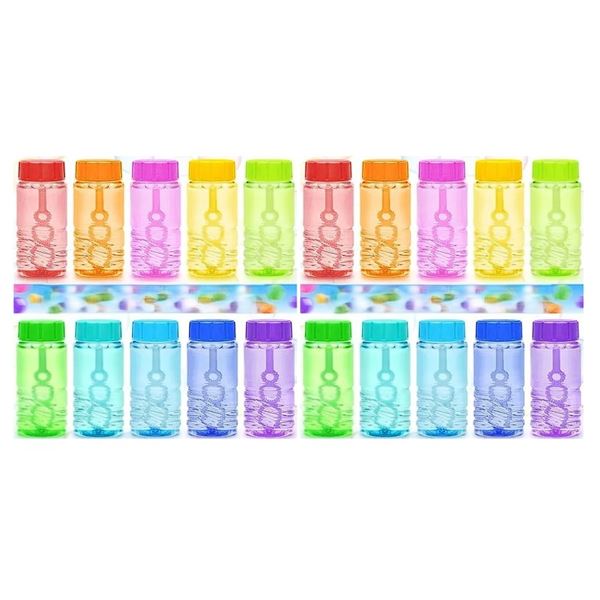 Box of 20 Bubble Bottles with Bubble Wands - 10 Colors - New