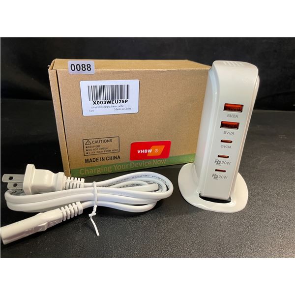 5-Port USB Charging Station/Power Tower; 3x USB-C Ports & 3x USB Ports - New