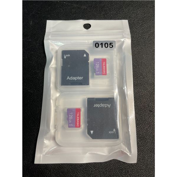 2-Pack 128GB Micro SD Cards/Memory Cards; with SD Adapter (2pcs - 128GB Each) - Brand New!