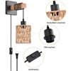 Image 11 : Set of 2 Rustic Farmhouse Design Rattan Hanging Wall Sconce Lights (Plug-In Design) - New!