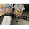 Image 7 : Set of 2 Rustic Farmhouse Design Rattan Hanging Wall Sconce Lights (Plug-In Design) - New!
