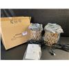 Image 6 : Set of 2 Rustic Farmhouse Design Rattan Hanging Wall Sconce Lights (Plug-In Design) - New!