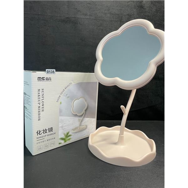 12" Flower Design Makeup Mirror/Beauty Desktop Mirror - New