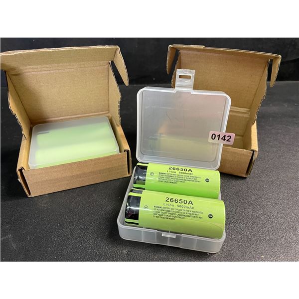 2 Boxes (4PCS Total) 26650A Lithium Ion 5000mAh Rechargeable Batteries - New