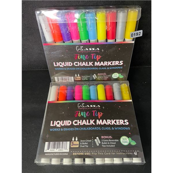 2 Packs (10PCs Each) Fine Tip Liquid Chalk Markers; Works/Erases on Glass, Windows, Chalkboards; Ne