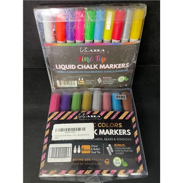 2 Packs Fine Tip Liquid Chalk Markers; Works/Erases on Glass, Windows, Chalkboards (18pcs Total) New