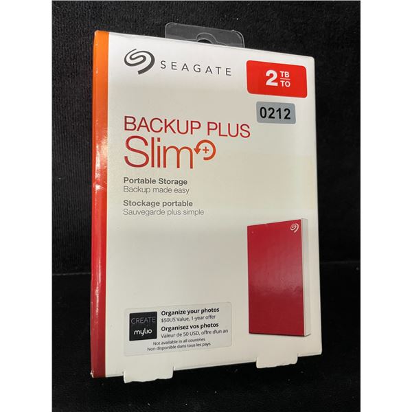 Seagate 2TB Backup Plus Slim External Hard Drive (Red) - New in Box