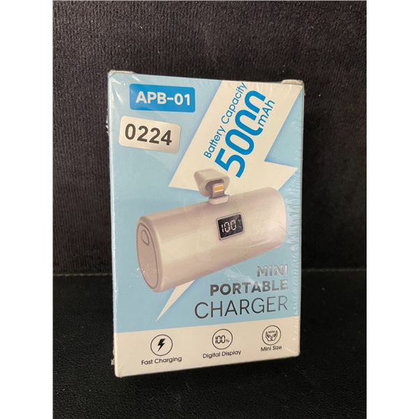 Portable Mini Fast Charger for iPhone (5,000mAh) with LCD Display; Lightning Connection - New