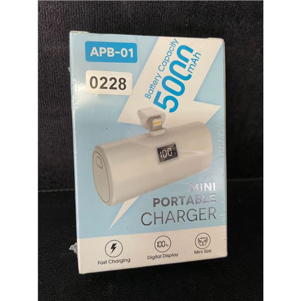 Portable Mini Fast Charger for iPhone (5,000mAh) with LCD Display; Lightning Connection - New