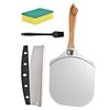 Image 1 : Professional Aluminum Pizza Peel/Metal Paddle with Foldable Handle & 14" Rocker Pizza Cutter - NEW