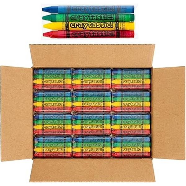 Craytastic! Box of 75 Packs (4pcs Each) Premium Crayons (Individually Wrapped) 300PCS Total - New