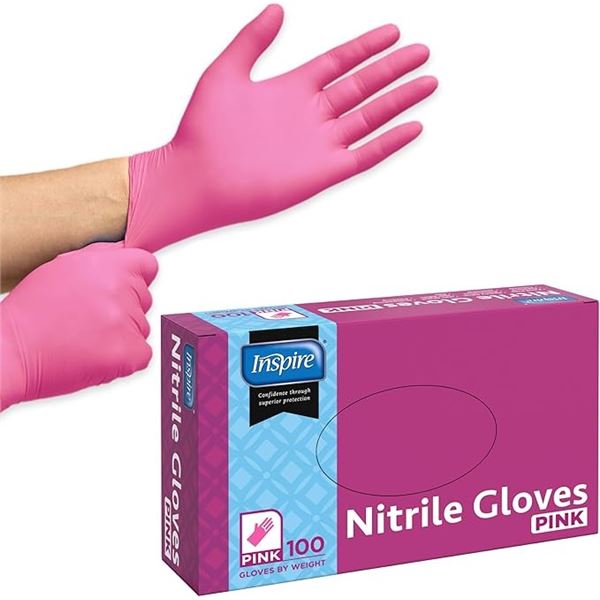 100PC Box of Pink Nitrile Gloves - Size XL - Great for Beauty/Nails/Cleaning/Painting etc. New