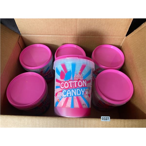 Box of 6 Tubs of Cotton Candy - Cherry & Blue Raspberry Flavor (60g Each) - New Sealed