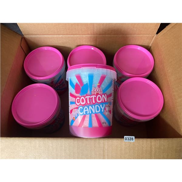 Box of 6 Tubs of Cotton Candy - Cherry & Blue Raspberry Flavor (60g Each) - New Sealed