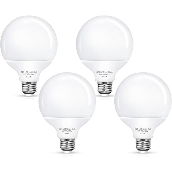 4-Pack LED G25 Globe Light Bulbs/Vanity Mirror Bulbs - E26 Base - New!