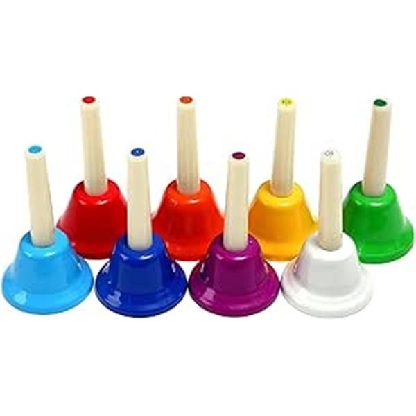 8 Note Colorful Musical Hand Bells Set - Musical Instruments Set - Brand New!