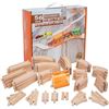 Image 1 : Orbrium Toys 56PCS Wooden Train Track Toy Set - Real Wood Train Tracks - Brand New