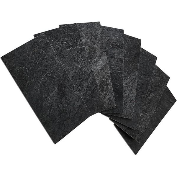 100PCS Black Slate Peel & Stick Wall Tiles (3" x 6") Faux Stone Easy/Stick-On Backsplash Tiles - NEW