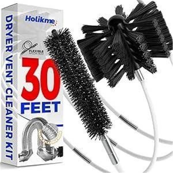 30FT Dryer Vent Cleaning Brush Kit/Flexible Lint Brush with Drill Attachment - New in Box
