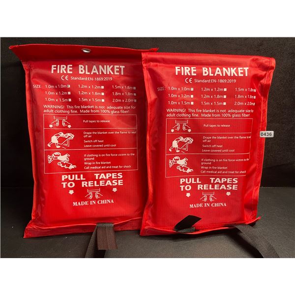 Lot of 2 Emergency Fire Blankets - (40" x 40") 1.0m x 1.0m Size - New