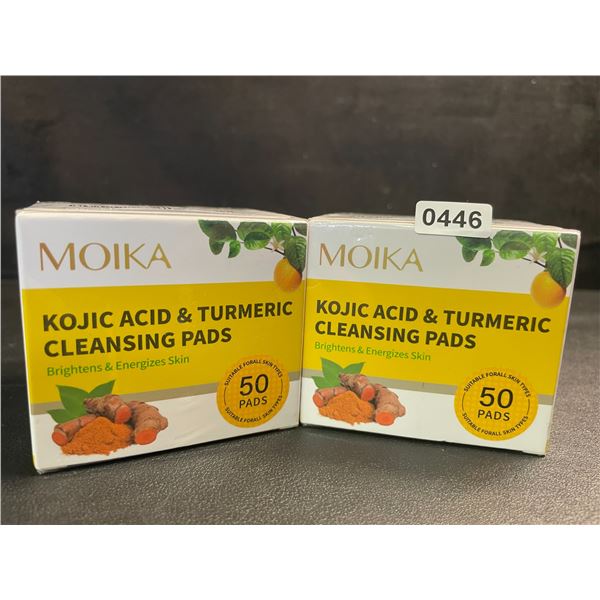 2 Boxes Moika Kojic Acid & Tumeric Cleansing Pads (50pcs Each) Brightens & Energizes Skin - New