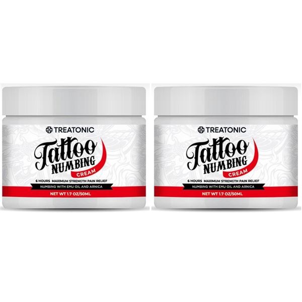 2 Boxes Treatonic Tattoo/Piercing Numbing Creams; Long-Lasting & Max Strength (50ml) - New Sealed