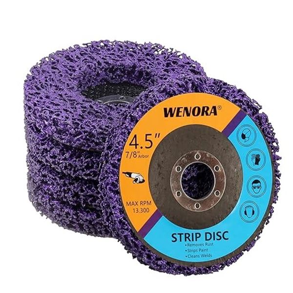 5-Pack Strip Discs for Angle Grinders (4-1.2" x 7/8") Stripping Wheels; Cleans/Removes Rust/Paint
