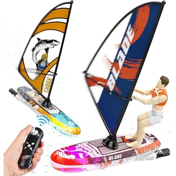 DEERC 2-Pack Remote Control Boat - 2.4Ghz RC Sailboats with LED Lights - New