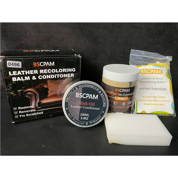 BSCPAM Leather Recoloring Balm & Conditioner Set - Beige - Restores/Renews Leather - New