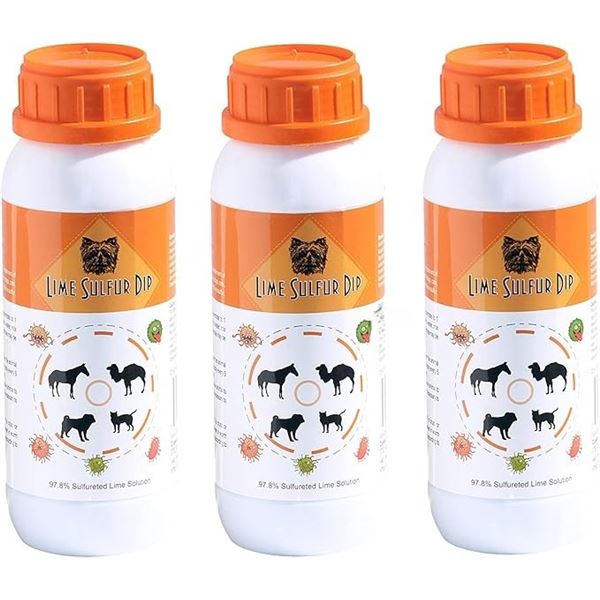 3-Pack Classic's Lime Sulfur Dip (16 oz) Pet Care/Safe Solution for Dogs/Cats with Itchy/Dry Skin